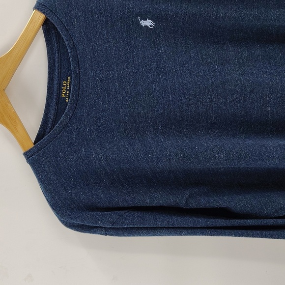 POLO Ralph Lauren blue cotton  slub casual long sleeve tee size large - Picture 2 of 5
